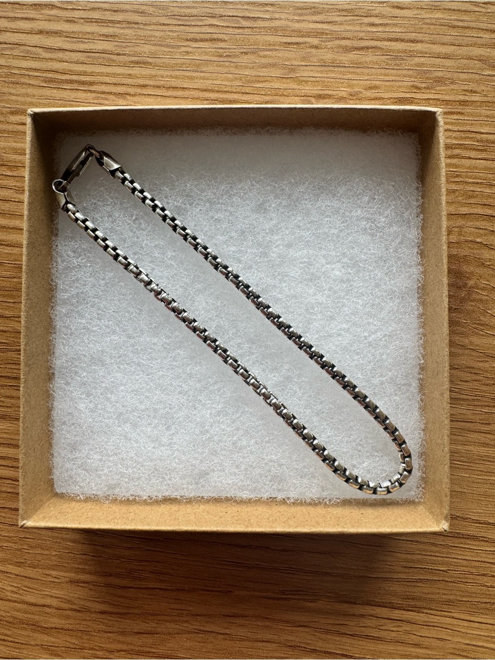 Sterling Silver Box Link Bracelet - Minimal Chain - Picture 3 of 3